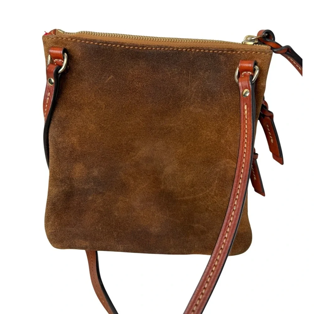 Dooney & Bourke Suede Crossbody Bag Brown Triple Zip Western Heritage Small